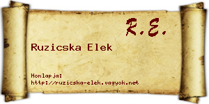 Ruzicska Elek névjegykártya